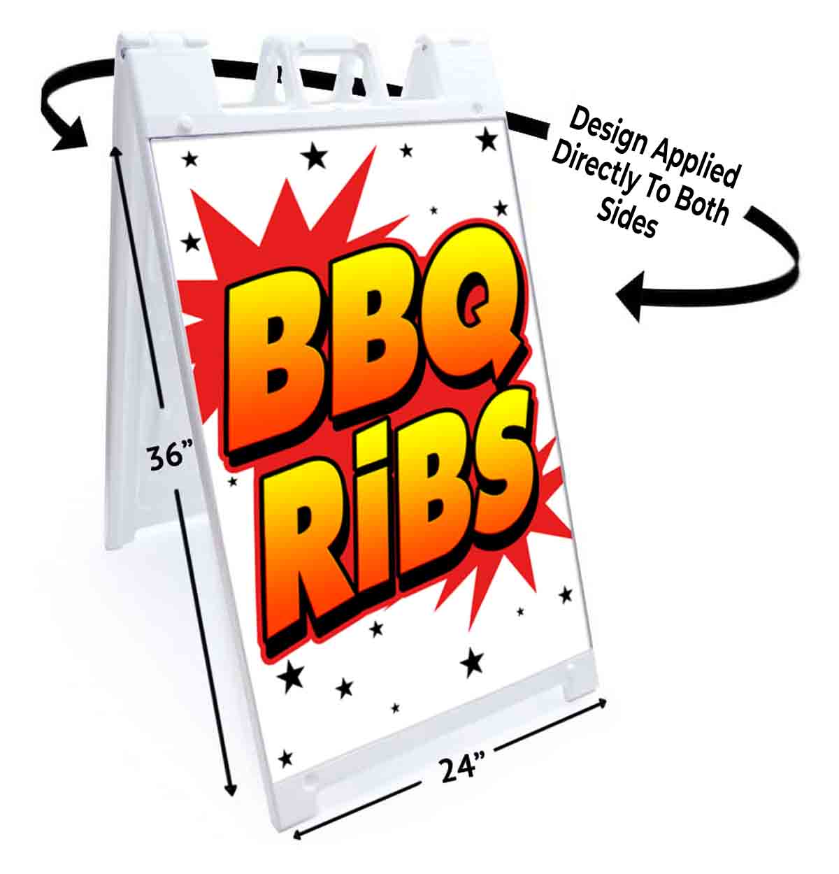BBQ RIBS Signicade 24×36 Aframe Sidewalk Sign Banner Decal BARBEQUE FOOD