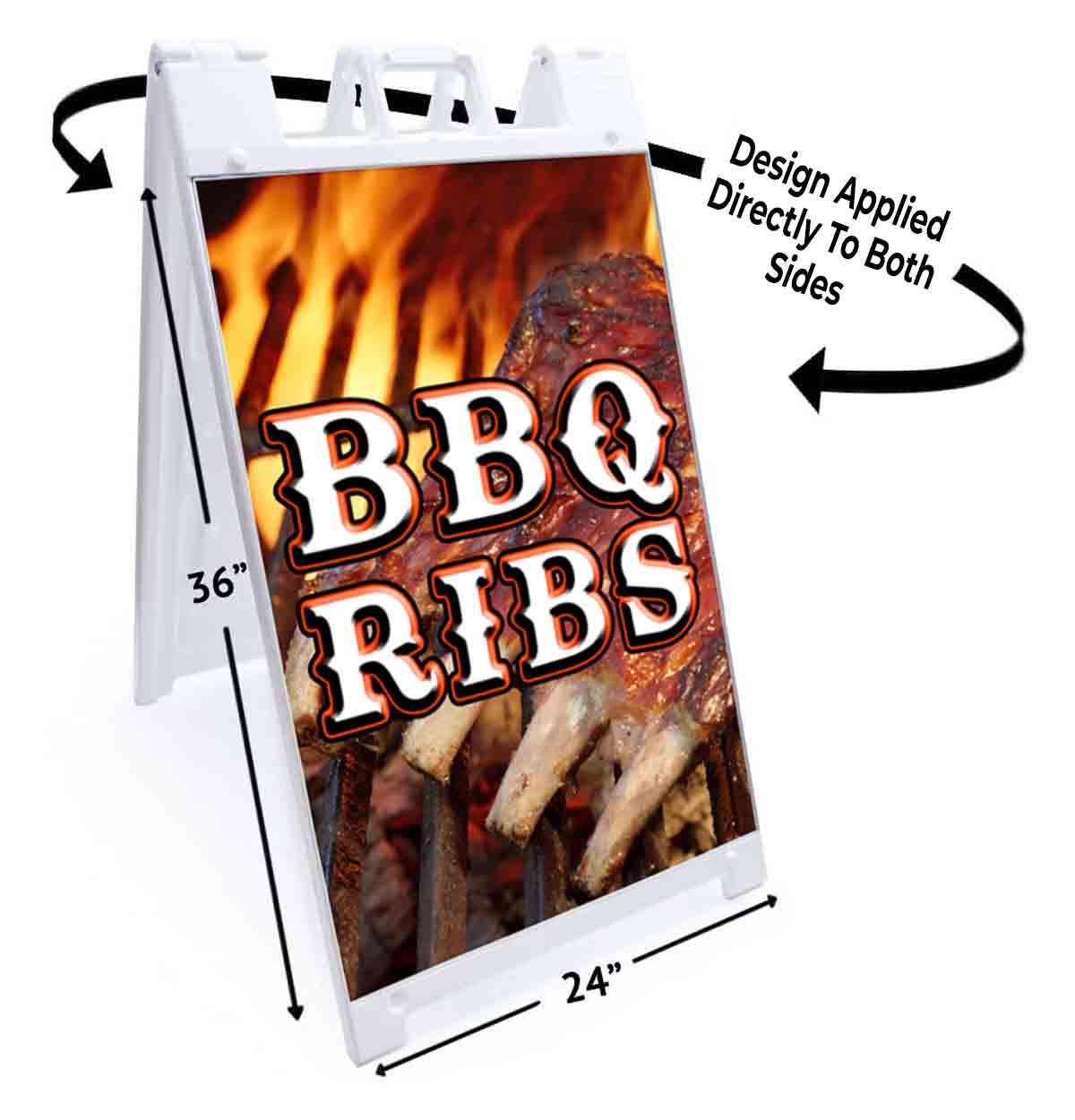 BBQ RIBS Signicade 24×36 Aframe Sidewalk Sign Banner Decal BARBEQUE FOOD