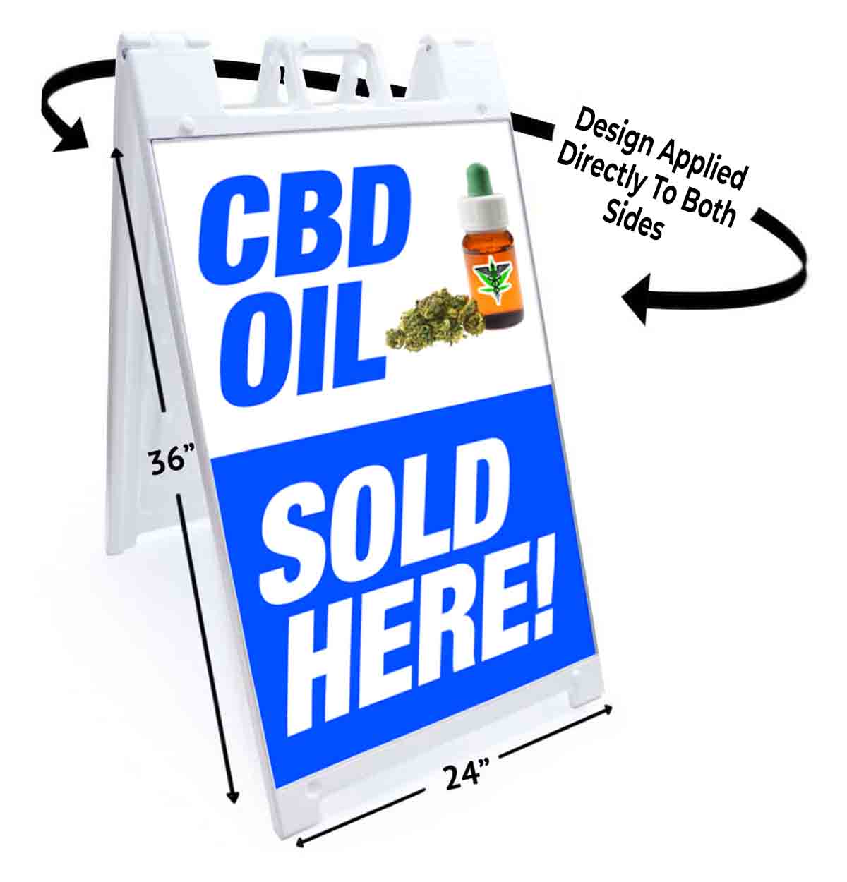CBD OIL SOLD HERE Signicade 24×36 Aframe Sidewalk Sign Banner Decal CANNIBIDIOL