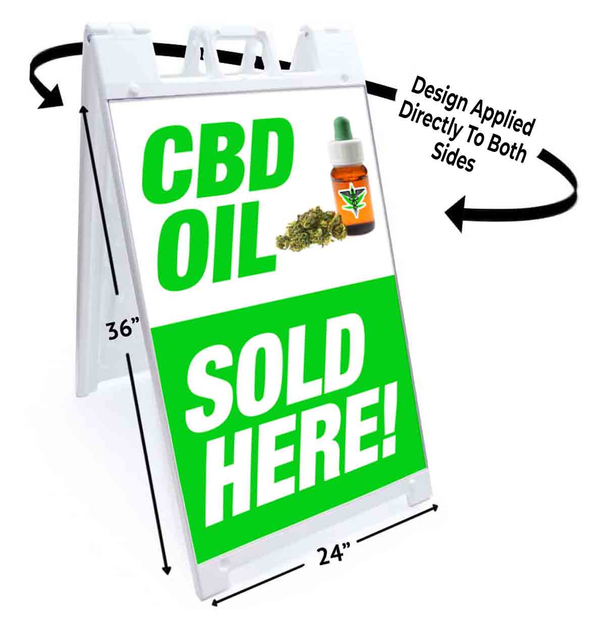 CBD OIL SOLD HERE Signicade 24×36 Aframe Sidewalk Sign Banner Decal CANNIBIDIOL