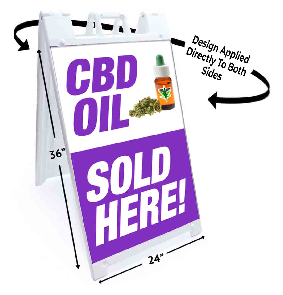 CBD OIL SOLD HERE Signicade 24×36 Aframe Sidewalk Sign Banner Decal CANNIBIDIOL