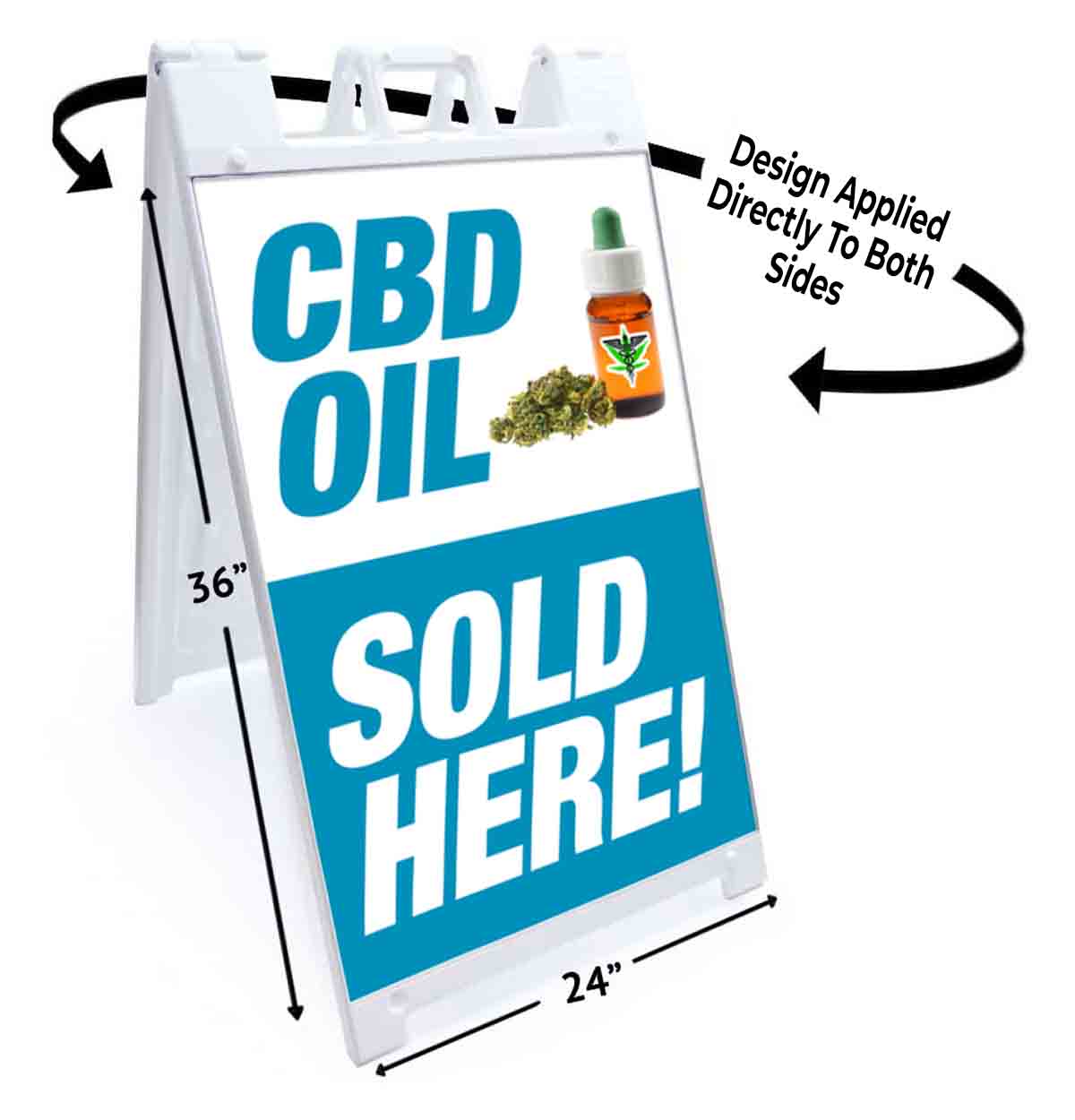CBD OIL SOLD HERE Signicade 24×36 Aframe Sidewalk Sign Banner Decal CANNIBIDIOL
