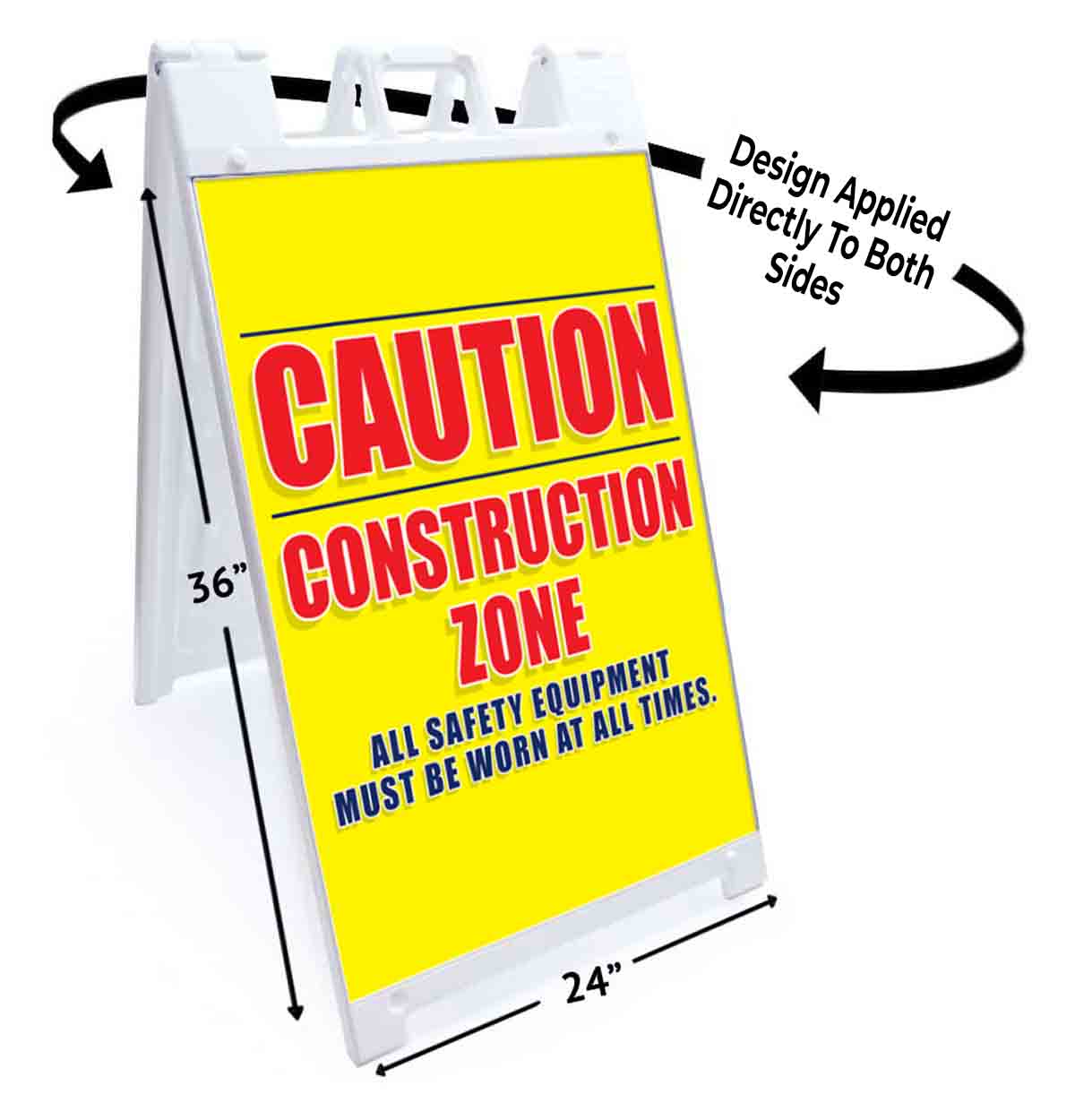 CAUTION CONSTRUCTION ZONE Signicade 24×36 Aframe Sidewalk Sign Banner Decal